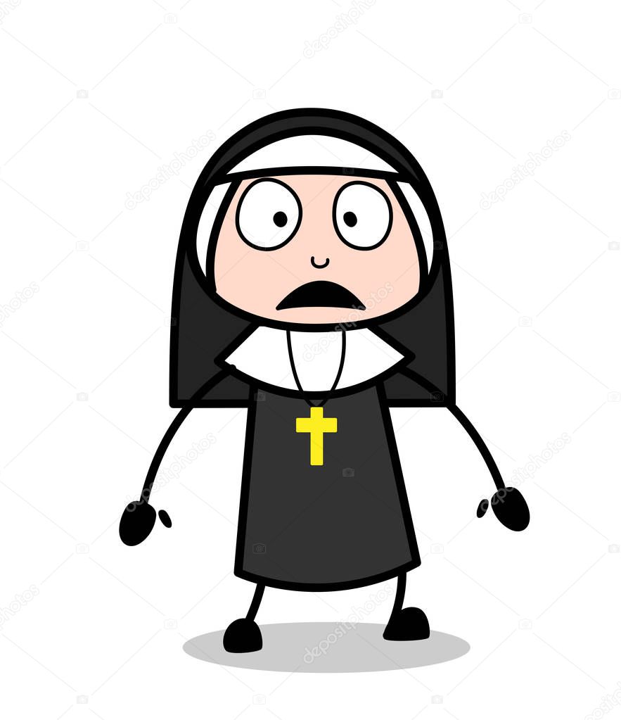 Frowning Face Cartoon Nun Expression Vector