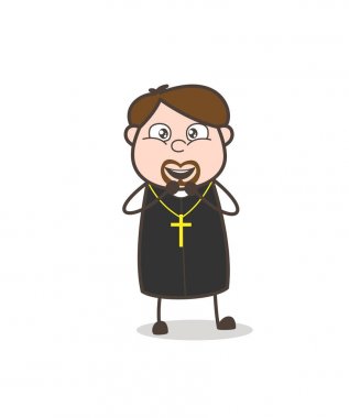 Karikatür rahip duygu çok mutlu vektör kavramı