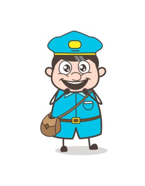 Çok mutlu karikatür postacı karakter yüz