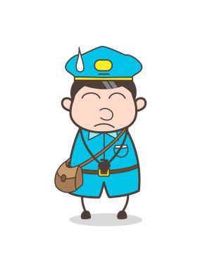 Çizgi film Postboy sakin ol soğuk ter ile yüz