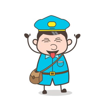 Yaramaz komik Postboy surat şaşırıp kalmış-Out dil ile