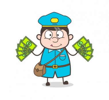 Posta-işçi gösteren nakit vektör kavramı