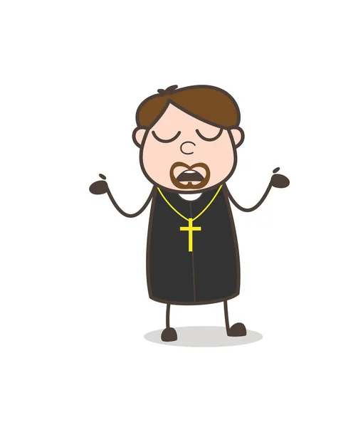 Cartoon Catholic-Priest Worried Behavior Vector