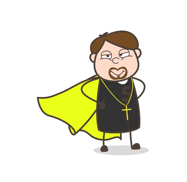 Smiling Super-Hero Priest Character Vector — Stock Vector