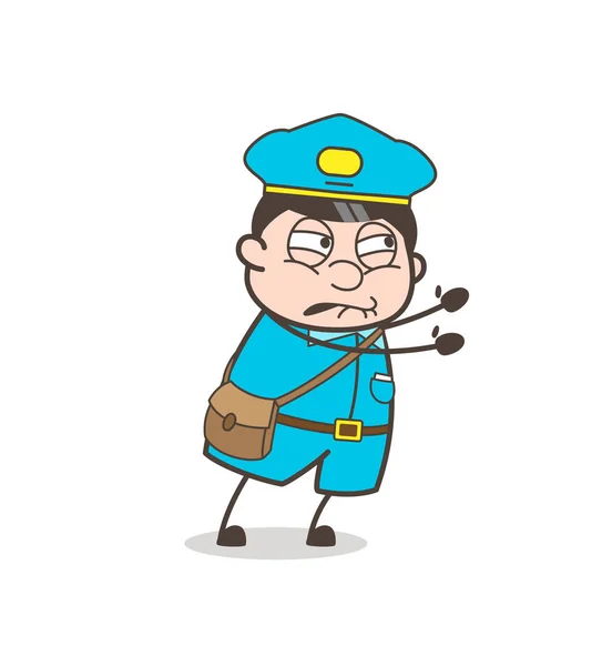 Poor Postman Trying to Push with Full of Force Vector — Stock Vector