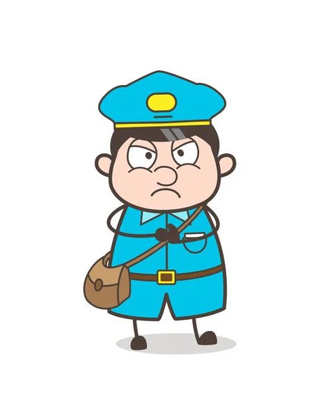 Yetişkin postacı karakter kızgın yüz vektör — Stok Vektör