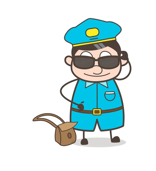 Personaje Postboy moderno con gafas de sol de moda negra Vector — Vector de stock