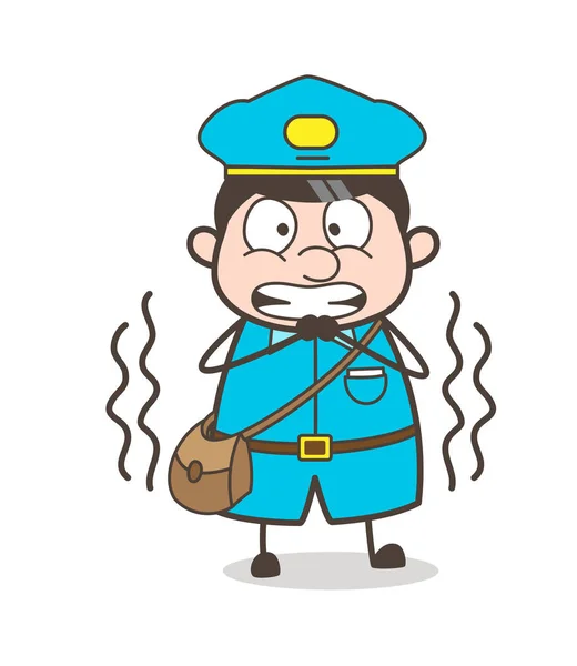 Shivering Postboy in angst Vector — Stockvector