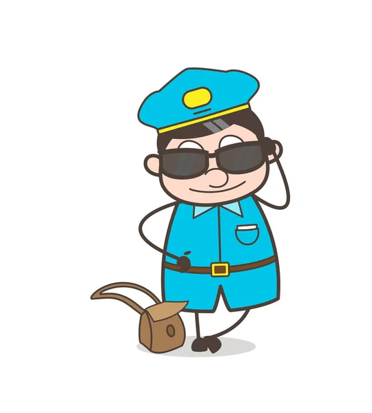 Fashionable Mailman with Sunglasses Vector — Stock Vector