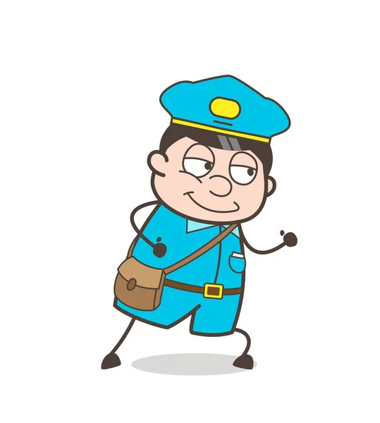 Postman souriant courant Pose vectorielle graphique — Image vectorielle