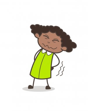 Komik kız vücut-Pain vektör çizim acı