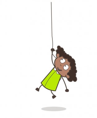 İpte asılı ve vektör oynayan kız