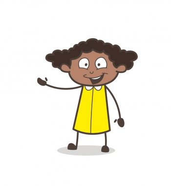 Neşeli kız yüz el jest vektör ile gülüyor