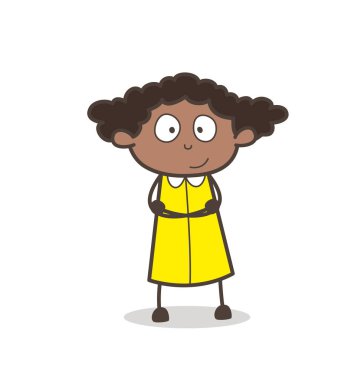 Mutlu sürpriz kız poz vektör ayakta