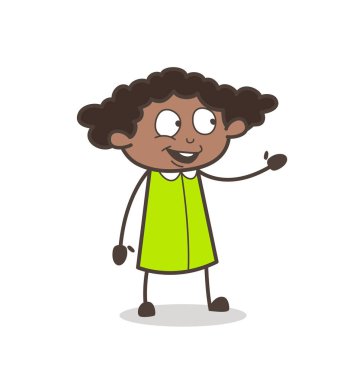 Mutlu kız gösteren el vektör