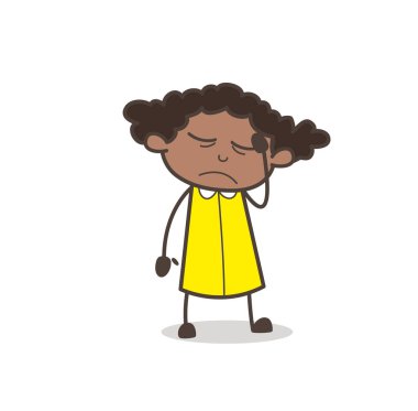 Üzgün komik genç kız karakter yüz ifade