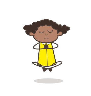 Komik kız konsantrasyon vektör yapıyor