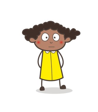 Komik kız korkmuş ve yüz ifadesi temizlendi