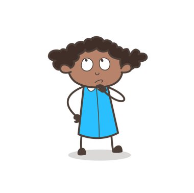 Komik genç kız yüzünü vektör düşünme