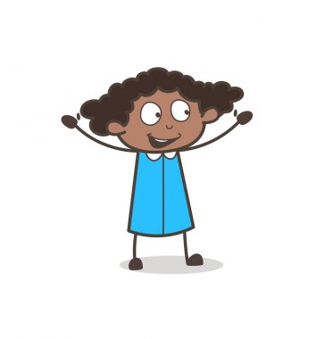 Neşeli kız açık eller vektör ile gülüyor