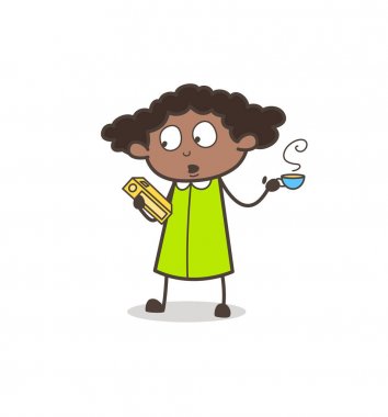 Genç öğrenci kız mola vektör bir kitap okuma