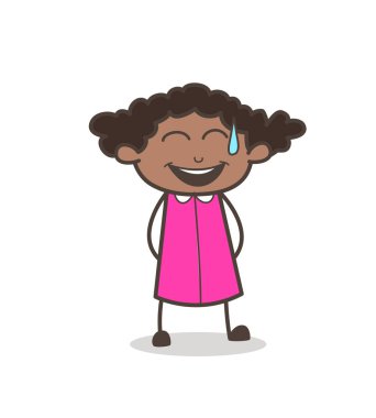 Komik gülen kız yüz soğuk ter vektör ile