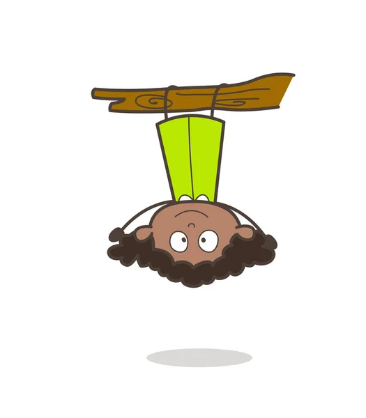 Hanging Upside Down Retro Black Office Girl Cartoon Vector Ill Stock