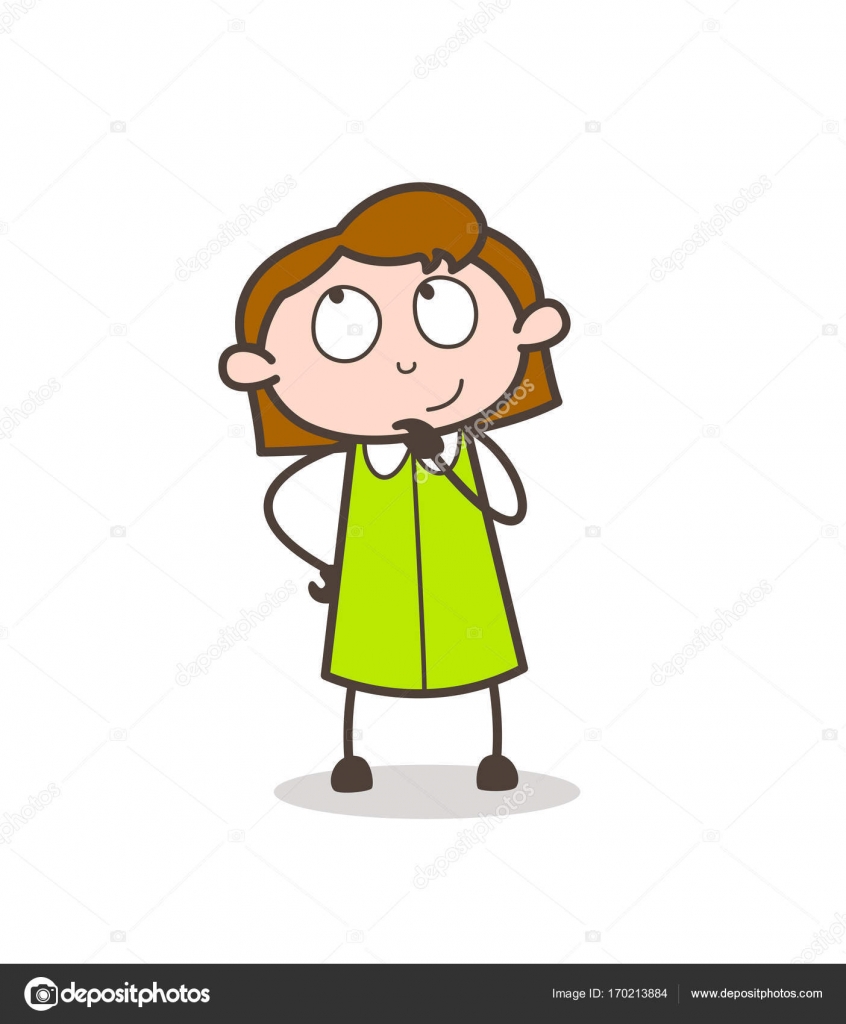 Cartoon Young Girl Thinking Face Vector Stock Vector Image by ©lineartist  #170213884