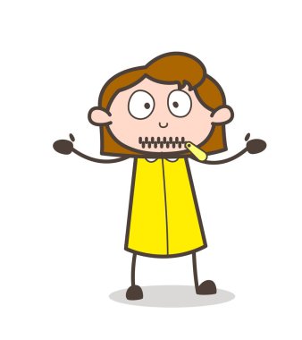 Fermuar-ağız yüz vektör ile genç bayan şok