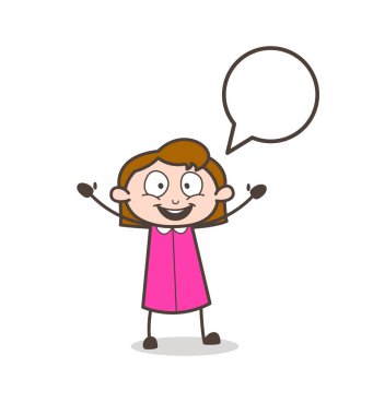 Neşeli heyecan iş kızla konuşma balonu