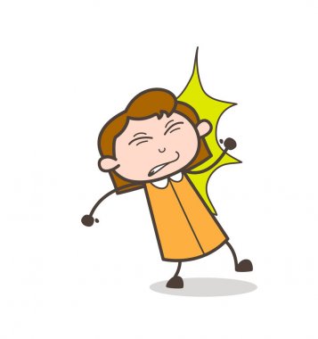 Genç kız duvar vektör kavramı ile karşılaştım