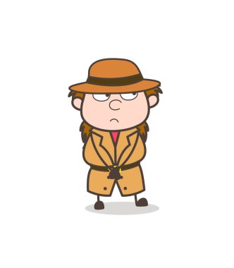 Düşünceli yüz - kadın Explorer bilim adamı karikatür vektör