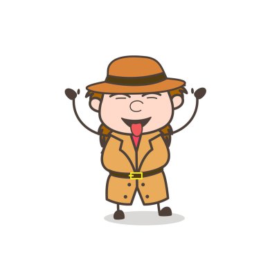 Dilini çıkarmış - kadın Explorer bilim adamı karikatür vektör alay