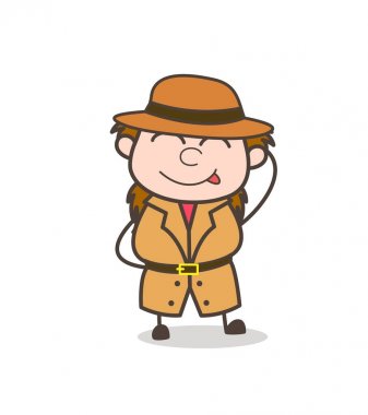 Utangaç yüz - kadın Explorer bilim adamı karikatür vektör