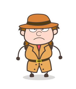 Kızgın yüz - kadın Explorer bilim adamı karikatür vektör