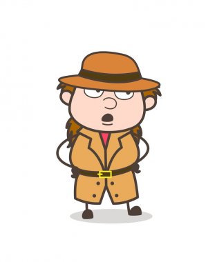 Yüz - kadın Explorer bilim adamı karikatür vektör konuşuyor