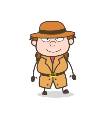 Hafifçe gülümseyerek - kadın Explorer bilim adamı karikatür vektör