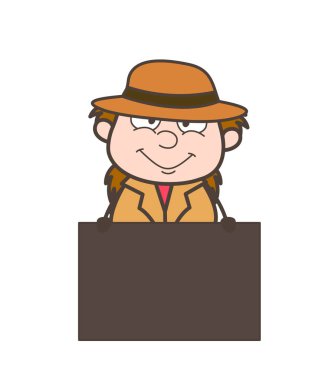 Reklam Banner - kadın Explorer bilim adamı karikatür vektör