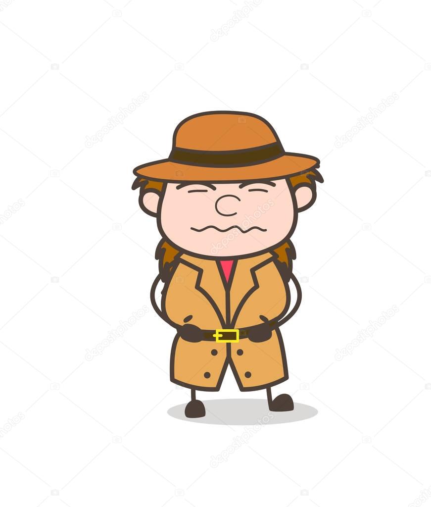 Confounded Face - Female Explorer Scientist Cartoon Vector