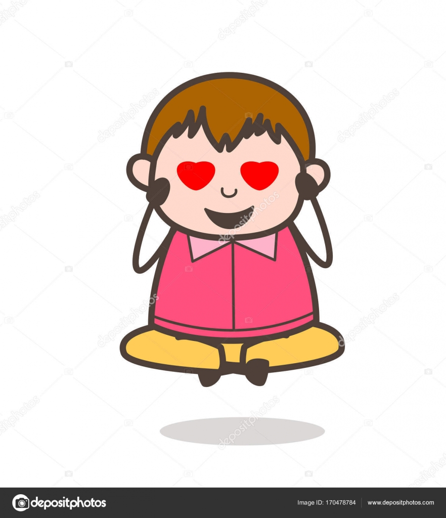 心の目 - かわいい漫画脂肪質の子供イラストで幸せな恋人 — ストック