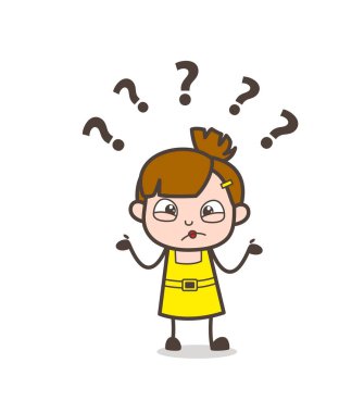 Kafası karışmış surat ifadesi - sevimli çizgi kız vektör