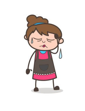 Soğuk ter - Şevval Özçelik Güzellik kız sanatçı karikatür vektör ile sinirli yüz