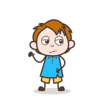 Unamused yüz ve el hareketi - sevimli çizgi çocuk vektör