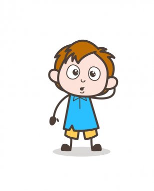 Sürpriz yüz ifadesi - sevimli çizgi çocuk vektör