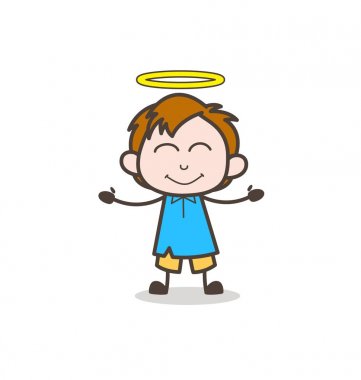 Melek Halo - sevimli çizgi çocuk vektör ile gülümseyen güzel