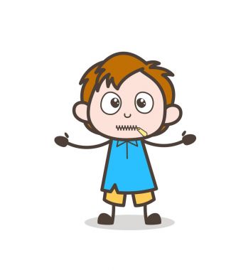 Fermuar ağız yüz - sevimli çizgi çocuk vektör