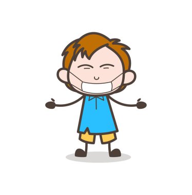 Tıbbi maske yüz - sevimli çizgi çocuk vektör