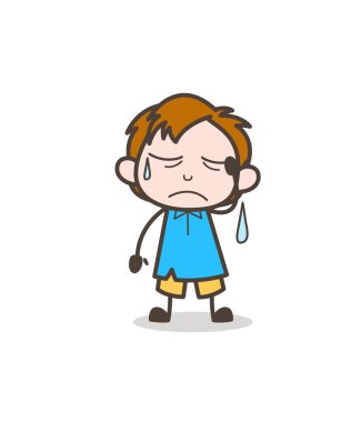 Ter - sevimli çizgi çocuk vektör ile sinirli yüz