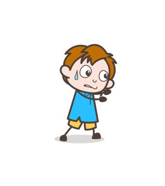 Küçük çocuk el ele - sevimli çizgi çocuk vektör