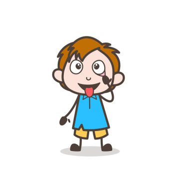 Göz ve dil - sevimli çizgi çocuk vektör gösterilen